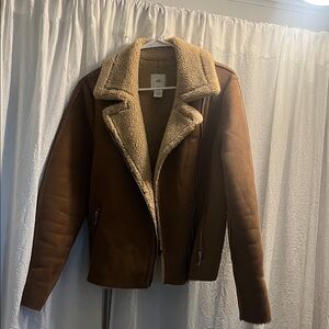 H&M Tan Teddy Jacket with Cream Lining